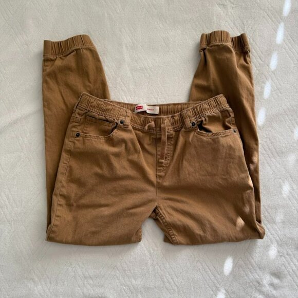 Levi Strauss Joggers Men Large Husky Brown Cotton Drawstring - Picture 1 of 8